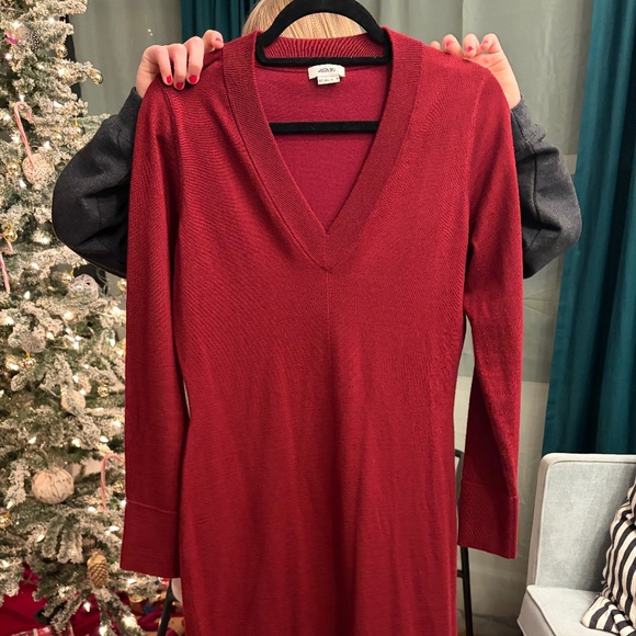 Jason Wu V-Neck Dress, Burgundy,  Medium - Picture 4 of 7